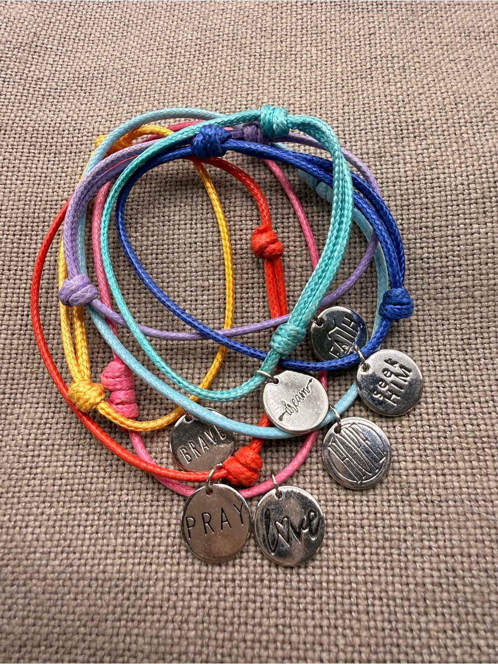 Multi-Color Inspirational Charm Bracelet Set